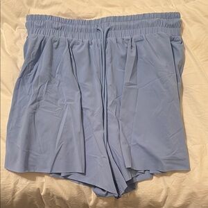 Light Blue Elastic Waist Shorts